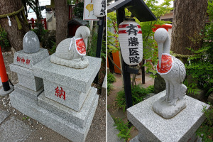 鴻神社のコウノトリ像