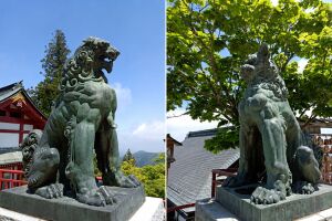武蔵御嶽神社の拝殿前の狛犬